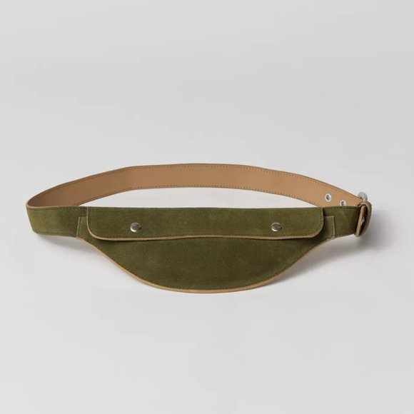 UO Gemma Olive Green Suede Utility Belt L